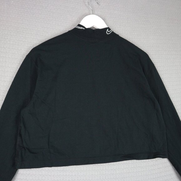 Nike Embellished Rhinestone Mock Neck Cropped Longsleeve Womens Medium - Picture 8 of 8